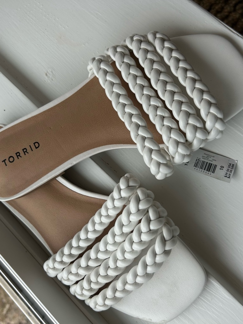 NWT Torrid White Braided Slide Sandals